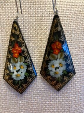 Russian Hand Painted Pierced Earrings
